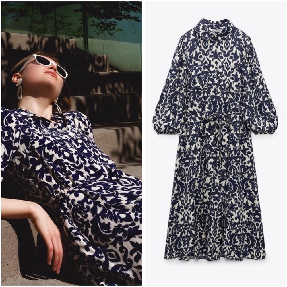 Zara Patterned Midi Dress